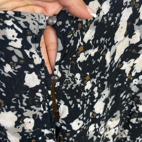 Free People Floral Romper Playsuit Black All the Right Ruffle Bell Sleeve - Picture 9 of 11